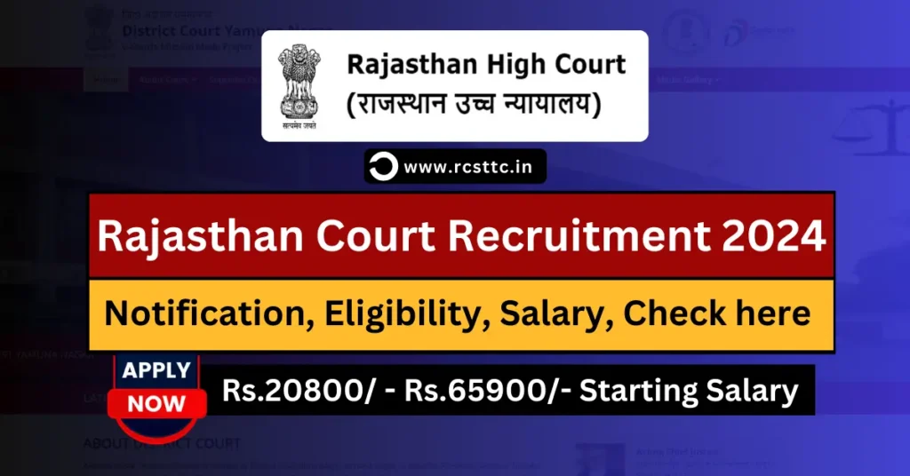 Rajasthan High Court Recruitment 2024 Notification Apply Online, Eligibility, Salary Structure